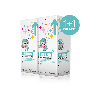 Imuno BETA-GLUCAN liquid nutritional supplement with beta glucans, vitamin C, B vitamins, biotin, niacin, folic acid, and zinc for enhanced immune support, available for purchase in Ireland at Yasenka.ie