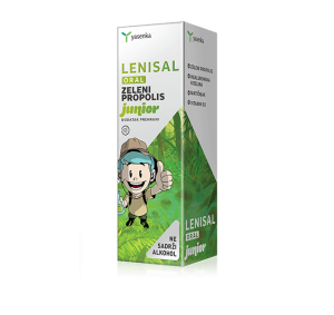 Lenisal Oral Green Propolis Junior liquid supplement for children's immune support and oral health, made with natural ingredients, available for purchase in Ireland at Yasenka.ie