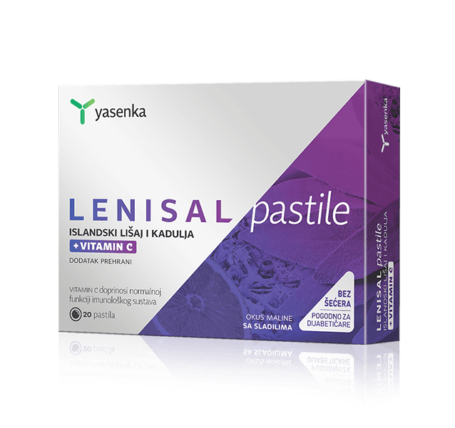 Lenisal Icelandic Lichen with Sage and Vitamin C supplement for respiratory health and immune support, made with natural ingredients, available for purchase in Ireland at Yasenka.ie