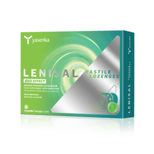 Lenisal DuoEffect pastilles for soothing throat relief and immune support, formulated with natural ingredients, available for purchase in Ireland at Yasenka.ie