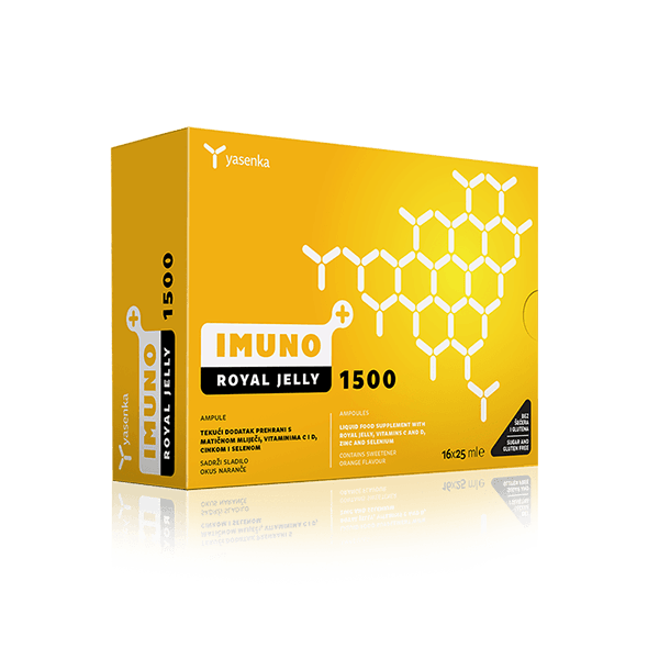 Imuno Royal Jelly 1500 dietary supplement for immune support and vitality, enriched with royal jelly, available for purchase in Ireland at Yasenka.ie