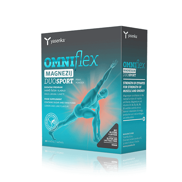 Omniflex Magnesium Duo Sport supplement for enhanced athletic performance and muscle recovery, featuring a unique blend of magnesium and electrolytes, available for purchase in Ireland at Yasenka.ie