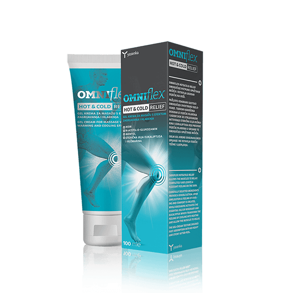 Omniflex Hot & Cold Relief cream for targeted pain management and muscle relaxation, suitable for sports injuries and everyday discomfort, available for purchase in Ireland at Yasenka.ie.