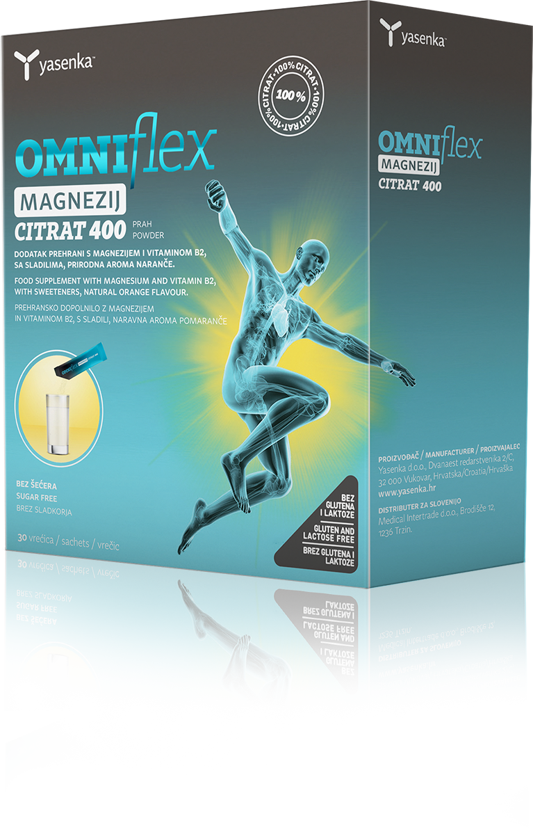 Omniflex Magnesium Citrate 400 supplement for muscle function and relaxation, promoting overall wellness and energy, available for purchase in Ireland at Yasenka.ie