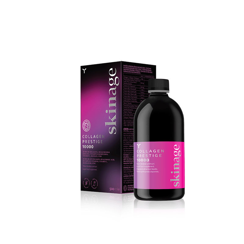 Skinage Collagen Prestige 10,000 dietary supplement for skin health and beauty, available for purchase in Ireland at Yasenka.ie
