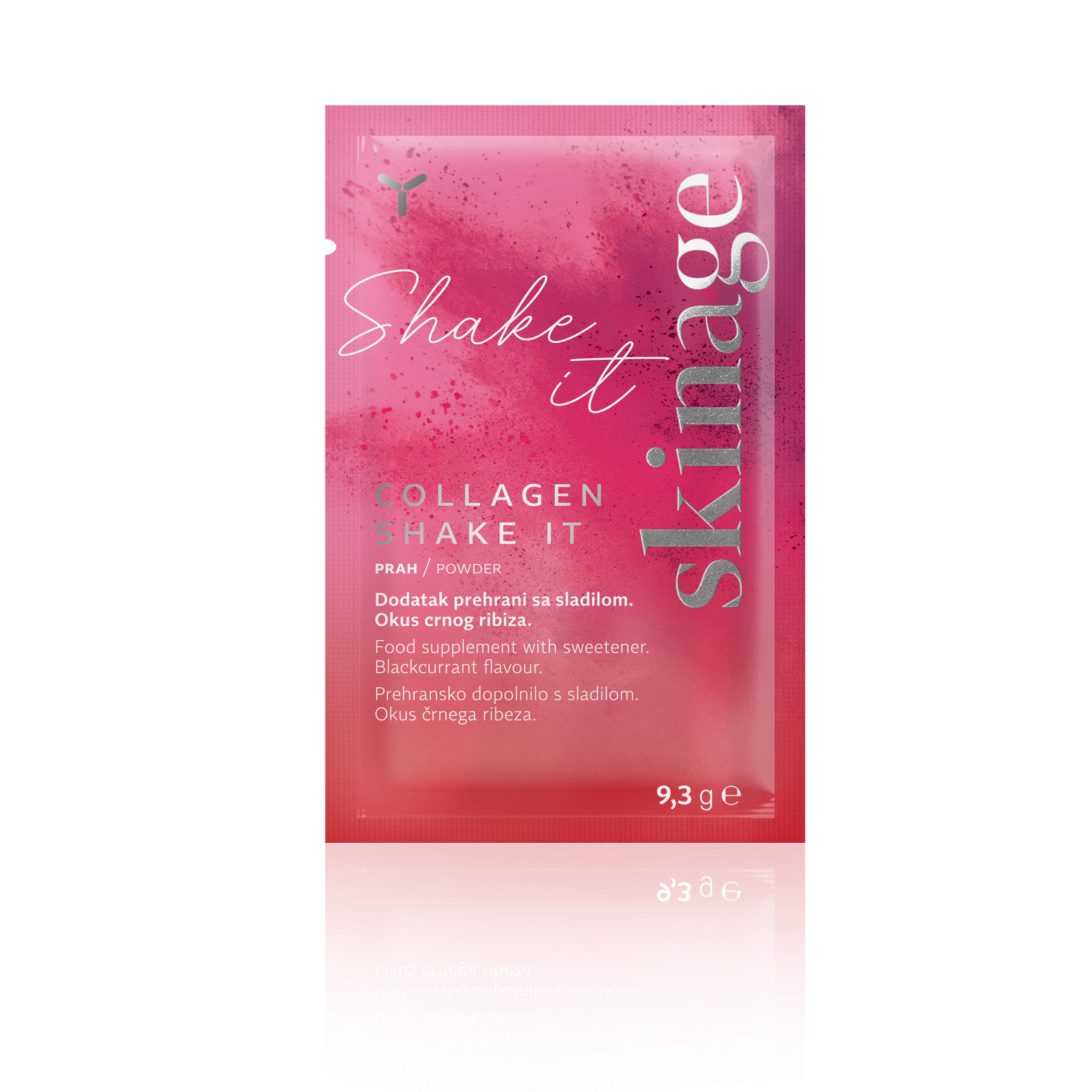 Skinage Collagen Shake It Blackcurrant flavor dietary supplement for skin health and hydration, available for purchase in Ireland at Yasenka.ie.