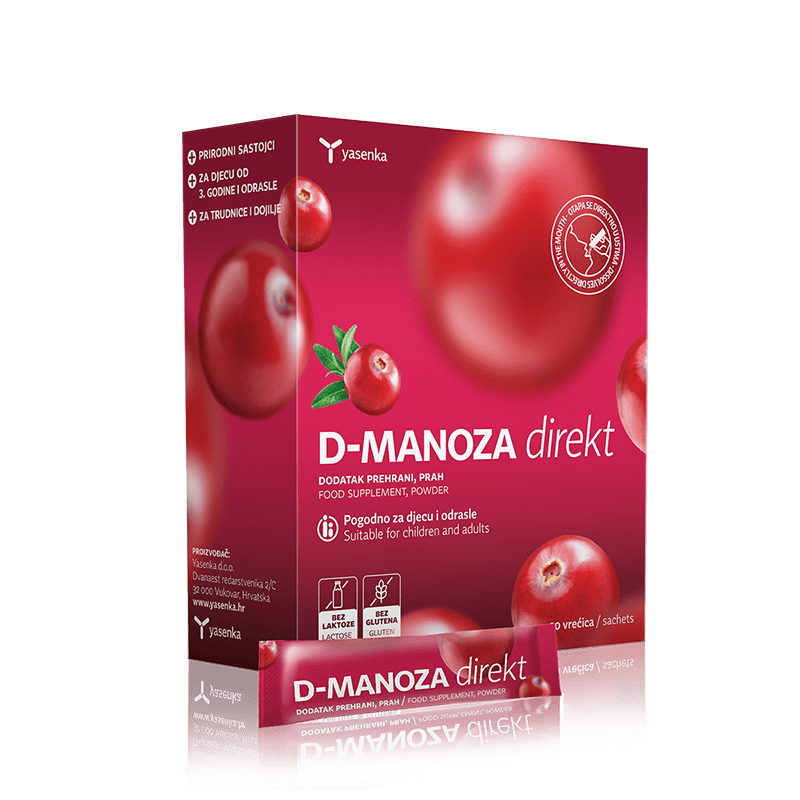 D-Mannose Direct powder supplement for urinary tract health and support, available for purchase in Ireland at Yasenka.ie