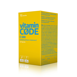 Imuno C 500 vitamin C supplement from Yasenka, designed for immune support, showcasing bright packaging with citrus graphics, , available for purchase in Ireland at Yasenka.ie